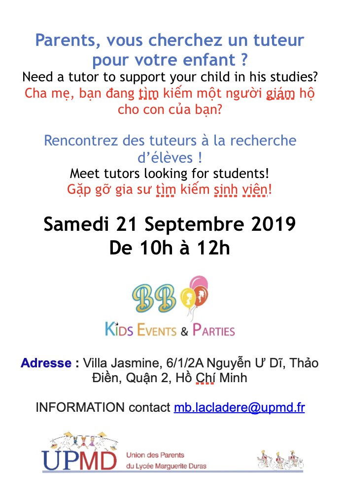 🇫🇷 Samedi 21 Septembre 2019 : Rencontre Tuteur-Élève