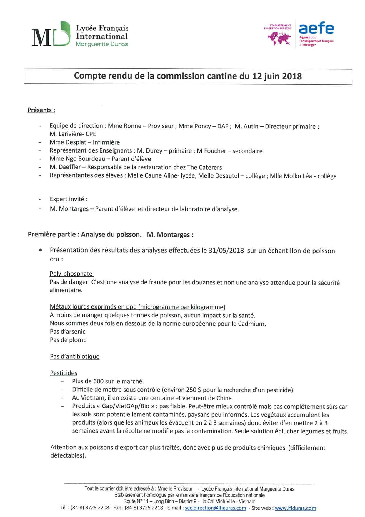 🇫🇷 Compte-rendu de la Commission Cantine du 12 juin 2018