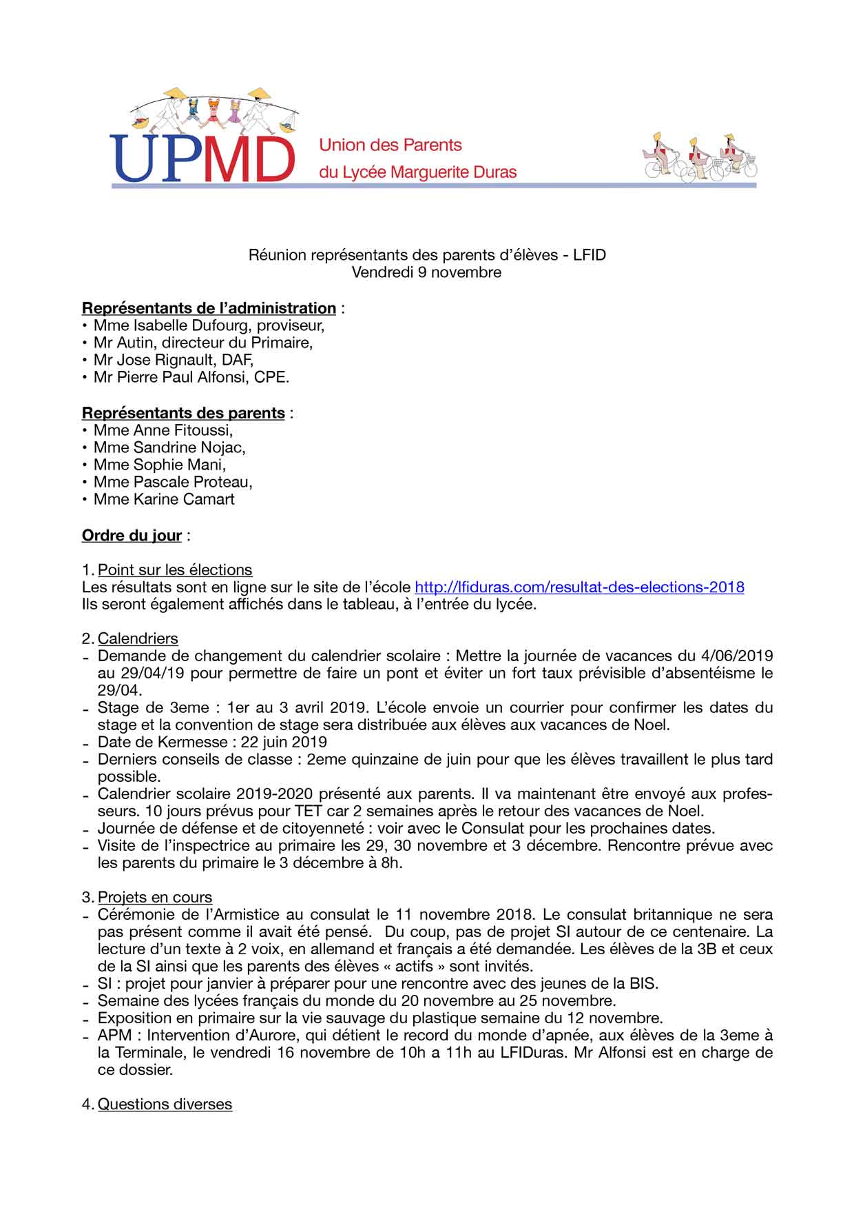 🇫🇷 Compte-rendu de la rencontre avec la direction du 09 novembre 2018